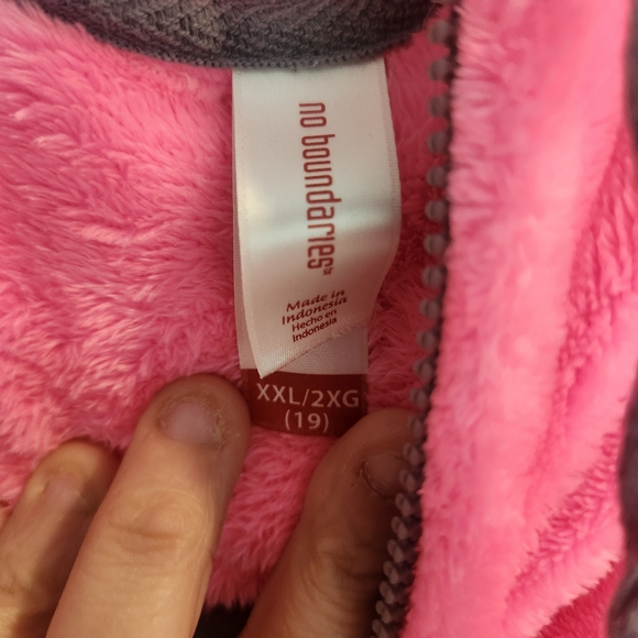 No Boundaries Womens Vibrant Pink Fleece Pullover Size 2XL Euc - Picture 3 of 4